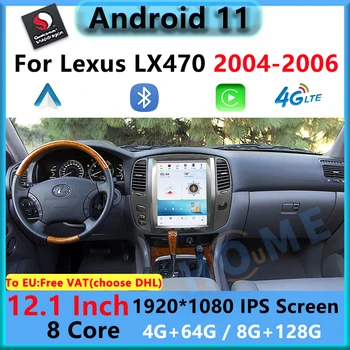 12.1 Palca Navpično Zaslon Android 11 Avto Radio, GPS Navigacija Multimedia Player CarPlay Zaslon Za Lexus LX470 2004-2006 WiFi 4G
