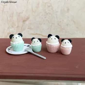 1Pc 1:12 Lutke Miniaturni Torto Panda Piškote Ornament Macaron Barvo Hrane Model, ki Živijo Scena Dekor Lutka Hiša Dodatki