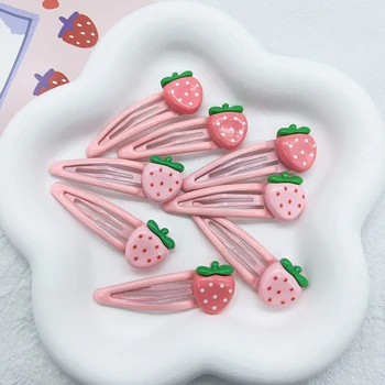 2 Kos Cute Sweet Strawberry Ostra Lepo Roza sponke za Lase Dekleta Šiška Posnetke BB Snap Posnetek Dodatki za Lase