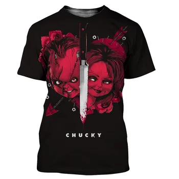 2023 Novo Poletje Chucky Moških Nov Modni Kul 3D Chucky Natisnjeni T-majice Nov Slog T Shirt Ulične zgornji deli oblacil Ženske