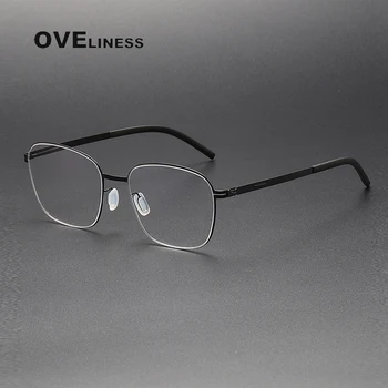 2024 Nov Kvadratni Titana Očal Okvir Moških Optični Kratkovidnost Recept Očala Okvir Ženske Danska Luksuzni Brezvijačno Očala