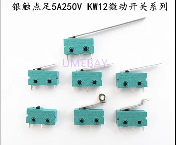 20PCS Srebro stik 5A250V microswitch KW12-3 pin ročaj manj KW11 potno stikalo zeleni pokrov črno glavo