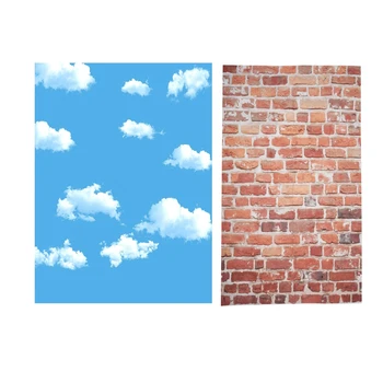 3X5ft Modro Nebo, Beli Oblak Fotografija Ozadje Ozadje Zaslona Studio Rekviziti & Rdeče Zid