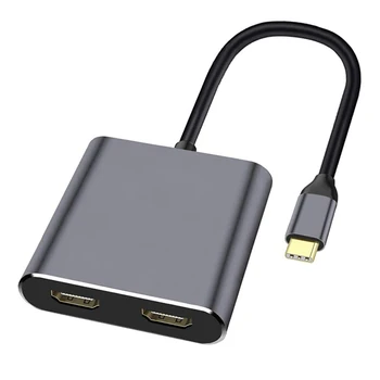 4In1 USB Tip C Hub Dvojni 4K HD -Združljiva Vrata USB za Polnjenje-C Razširitveno Postajo priklopite Adapter Podpira Dual-Screen Display