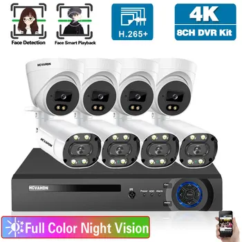 4K 8CH AHD CCTV Kamere Sistema za zaščito, Kit, Barvne Night Vision 8MP DVR Kit 4CH XMEYE Analogne Kamere za Video Nadzor, Komplet