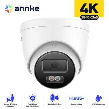 ANNKE 8MP Smart Dual-Lahka POE Kamere vgrajeni Mikrofon 4 mm Objektiv 4k Video Nadzor na Prostem Vremensko Varnostne Kamere 1PC