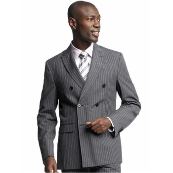 Custom Made Men Obleko Obleko 2019, Dogovorili Dvojno Zapenjanje Bo Ustrezala Siva, Tanka Linija Poroko Jopičem,Classic Moške Poročne Obleke Za Moške