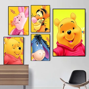 Disney Winnie The Pooh Platno Slikarstvo Risanka Akvarel Fotografij in Plakatov Wall Art Slike Otroci Soba Dekoracijo Doma Dekor