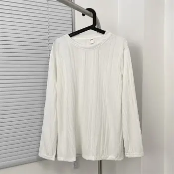 EBAIHUI Nova Moda, moška T-shirt Naguban Design Moška Majica z Dolgimi rokavi Jeseni, Pozimi okoli Vratu, Ohlapno Barva Puloverji