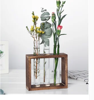 Epruveto, Vaza Hydroponic Cvetlični Aranžma Rastlin Posodo Preprost Lesen Okvir Ustvarjalno Dekoracijo Stekla, Keramike
