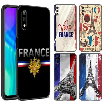 Francija Zastavo Zemljevid Telefon Primeru Za Huawei Y6 Y7 Y9 Prime Y5 Lite 2018 2019 Y5P Y6P Y6S Y7A Y7P Y8P Y8S Y9A Y9S Mehko TPU Črni Pokrov
