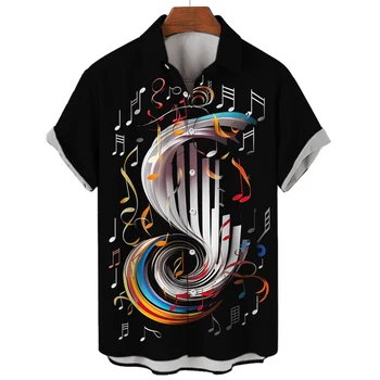 Glasba Majica Za Moške 3D Print Majica s kratkimi rokavi za Glasbeno Notacijo Vzorec Tees Prevelik Ulične Poletje Kratka Sleeved Casual Moški Oblačila