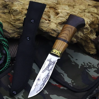 Japonski jedkano leopard grafični high-end majhen nož naravnost piknik kampiranje nož divje preživetje taktike nož