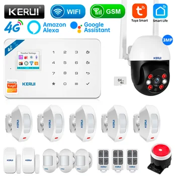 KERUI W184 4G WIFI GSM Alarmni Sistem Tuya Smart Home Security Alarm Zavese Senzor Gibanja Detektor Vlomilec Podporo Alexa&Google