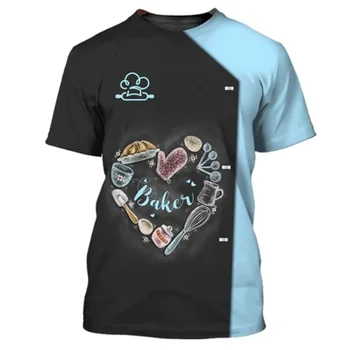 Kuhar Sladica Kuhar Cosplay 3D Harajuku Natisnjeni Smešno T-shirt za Moške In Ženske Crewneck Kratek Rokav Ustvarjalni Modni Hip Hop Top