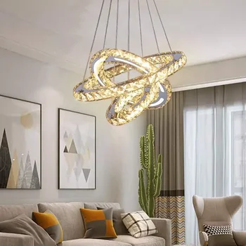 Luksuzni 3-obroč LED Obesek Crystal Light Nordijska Moderen Lestenec Ustvarjalne Preprost Doma Dekoracijo dnevne Sobe Stropne Razsvetljave