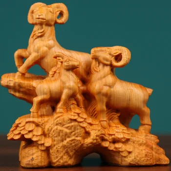 Masivnega Lesa SanyangkaitaiAuspicious blagoslov živali kip Tradicionalni ročno carving Srčkan domače dekoracijo obrti Darilo kip