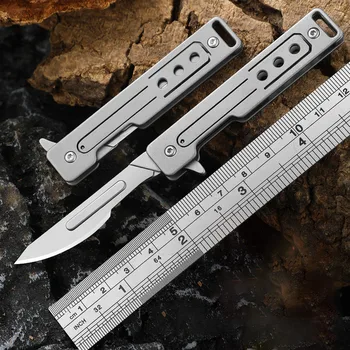 Mini Flipper Skalpela Zložljiva Žepni Nož z 10pcs #24 Zamenljivo Rezilo Prenosni Ročno Orodje Preživetja Kampiranje Sili Nož