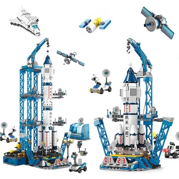 Model gradnikov Prostora Raketne Izstrelitev Mesto Vesoljski Shuttle Ladjo Astronavt Opeke Igrače Božič Igrače za Otroke