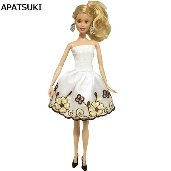 Modna Oblačila Za Barbie Lutke Lepa Princesa Vezenje Cvet Kratke Obleke Za Barbie Lutke Za 1:6 BJD Punčko Oblačila