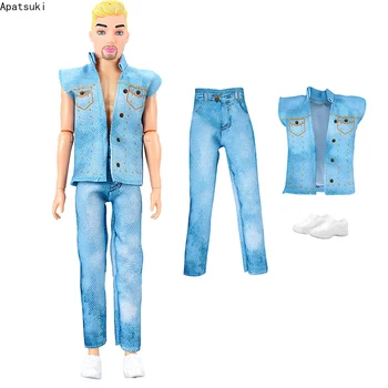 Modni Film Oblačila, ki Za Ken Fant Doll Obleke Modre Vrh Hlače Bele Čevlje Za Barbie Fant Ken Pribor Otroci Igrače