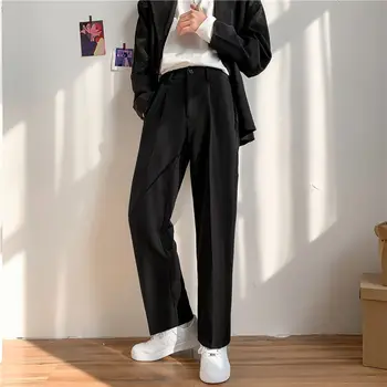 Moške Hlače Priložnostno Zadrgo Obleko Hlače dolge hlače Harajuku Preprosta, Vse-tekmo korejskem Slogu Plus Velikost 5XL Vrečasta Elastična Mens Obleko Hlače