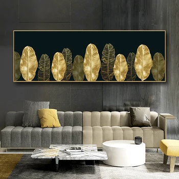 Nordijska Luxury Gold Leaf Wall Art Slikarsko Platno Velikosti Horizontalne Krajine Plakat in Tiskanje Fotografij za Dnevna Soba Dekor