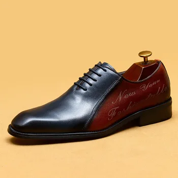 Novi moški formalno čevlji pravega usnja, heren schoenen blauw moški formalno čevlji