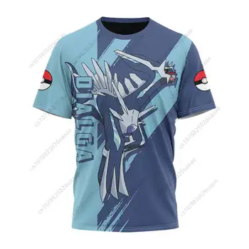 Pokemon Dialga Gyarados Moških in Žensk 3D majice za Šport in Prosti čas Otrok Kratkimi Rokavi