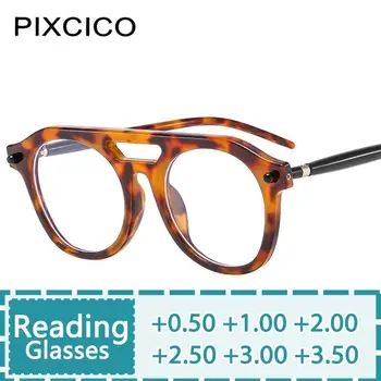 R57047 Moda Pilot Style Obravnavi Očala Dioptric +1.00 +2.00 +3.00 Gospa Okrogle Votle Iz Leopard Presbyopic Eyeglass
