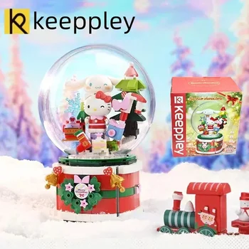 Resnično keeppley Sanrio gradniki Božič music box Hello Kitty model Kawaii sestavljeni dekle igrača darilo soba dekoracijo