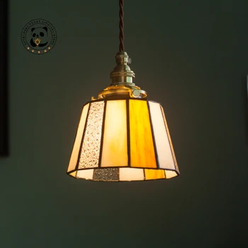 Retro Glaze Lesk Obesek Svetlobe LED Viseče Svetilke Klasično Steklo Lampshade Medenina Notranjost Doma Dekor Spalnica, Kuhinja Lestenec
