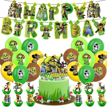 Risanke Shrek Temo DIY Balone, Party Supplies Rojstni dan Banner Latex Balon Dekoracijo Torte Potrebščine Otrok Igrače darilo