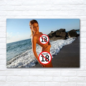 Seksi Model na Plaži Sodobne Umetnosti Platno Slikarstvo Stenske Slike za Dnevni Sobi Doma Dekor Plakat Brez Okvirja