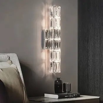 Sodobna Crystal Stenska Svetilka Nordijska LED Luksuzni Ustvarjalno Oblikovanje Art Zlato/Chrome, ki je Primerna Za Okrasitev Dnevna Soba, Spalnica Svetilke