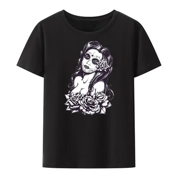 Sveti Smrti Mexicana Anime Y2k T-majice Seksi Dekle Nostalgija Kratek Rokav Tee Street Fashion De Mujer Znak Grafika Tshirts