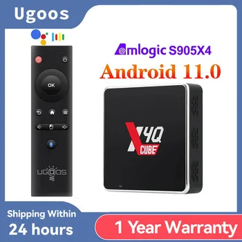 Ugoos X4Q Pro Smart Set Top Box Android 11 X4Q Kocka 4GB 32GB X4Q Plus 4 GB, 64 GB Amlogic S905X4 2.4 G 5G WiFi BT5.1 1000M 4K TV Box
