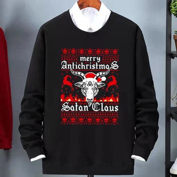 Vesel Antichristmas Satan Claus Božič Pulover, Majica 100% Bombaž Udobno Casual Moški Pulover Hoodie Božič Ulične