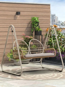 Vijolična swing na prostem vrt dvorišče enem zamahu viseči stol villa, zibanje, stol, dvojni balkon prostem teku stol