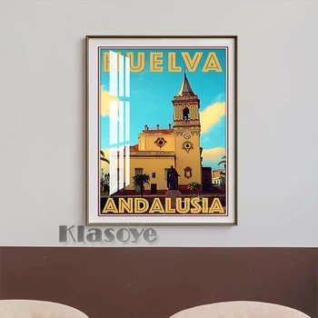 Vintage Stil Huelva Andalucia Potovanja Oglaševanje Umetniške Grafike Plakat Retro Platno Slikarstvo Krajine Stenske Slike Doma Dekor