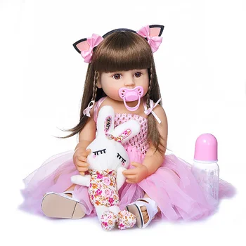 Vroče Prodaja 55 cm Bebe Lutka Prerojeni Malčka Dekle Pink Princess Zelo Mehko Polno Telo Silikonski Lepa Lutka v Realnem Dotik Igrače Darila