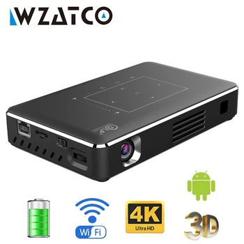 WZATCO P10-II LED DLP Projektor Android WIFI Bluetooth Podporo 4k Full HD 1080P Domači Kino Projektor Proyector 4100mAh Baterije
