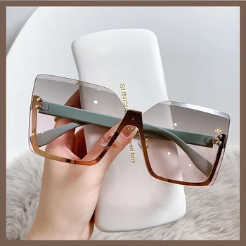 YOOSKE Pol Kovinski Okvir za Očala za Ženske, Moške Kvadratnih sončna Očala Ženske Prevelik Gradient Očala Odtenki UV400 Ogledalo
