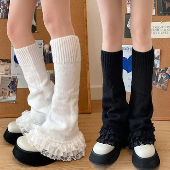 Japonski JK Lolita Dekleta Čipke Boot Noge, Nogavice, Pletene Čipke Noge Kritje Kup Nogavice Naselitve Japonski Y2K Leg Ogrevalnike Dodatki