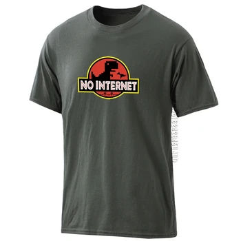 Poletje T-shirt 2020 Moških Ne internet Dinozaver 100% Bombaža T-srajce 2020 Smešno Hip Hop Tee majice, Oblačila za Prosti čas O-vrat Vrhovi