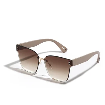 Ženske Modne Rimless sončna Očala Moških Prevelik Obrezovanje sončna Očala Luksuzne blagovne Znamke Oblikovalec Gradient Rumena Očala UV400